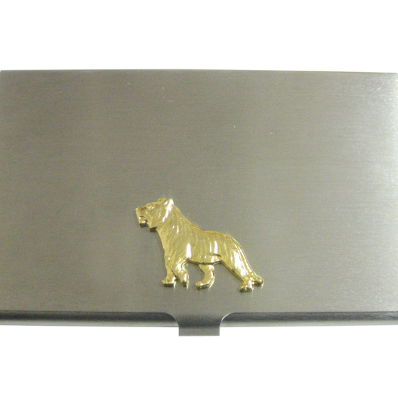 10K Yellow Gold 3D Tiger Face Round Diamond Pendant 1.70  Gold Toned Tiger Pendant Business Card Holder